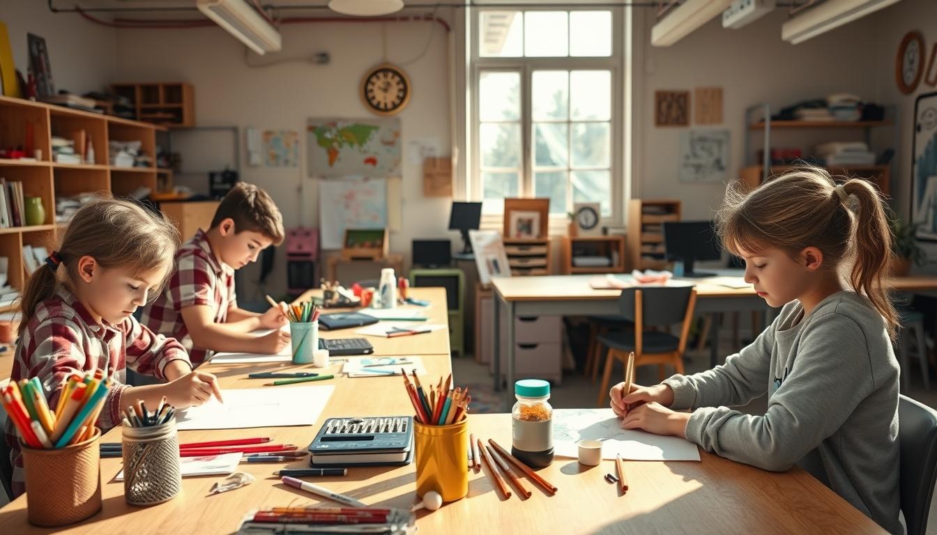 Student using learning strategies while studying