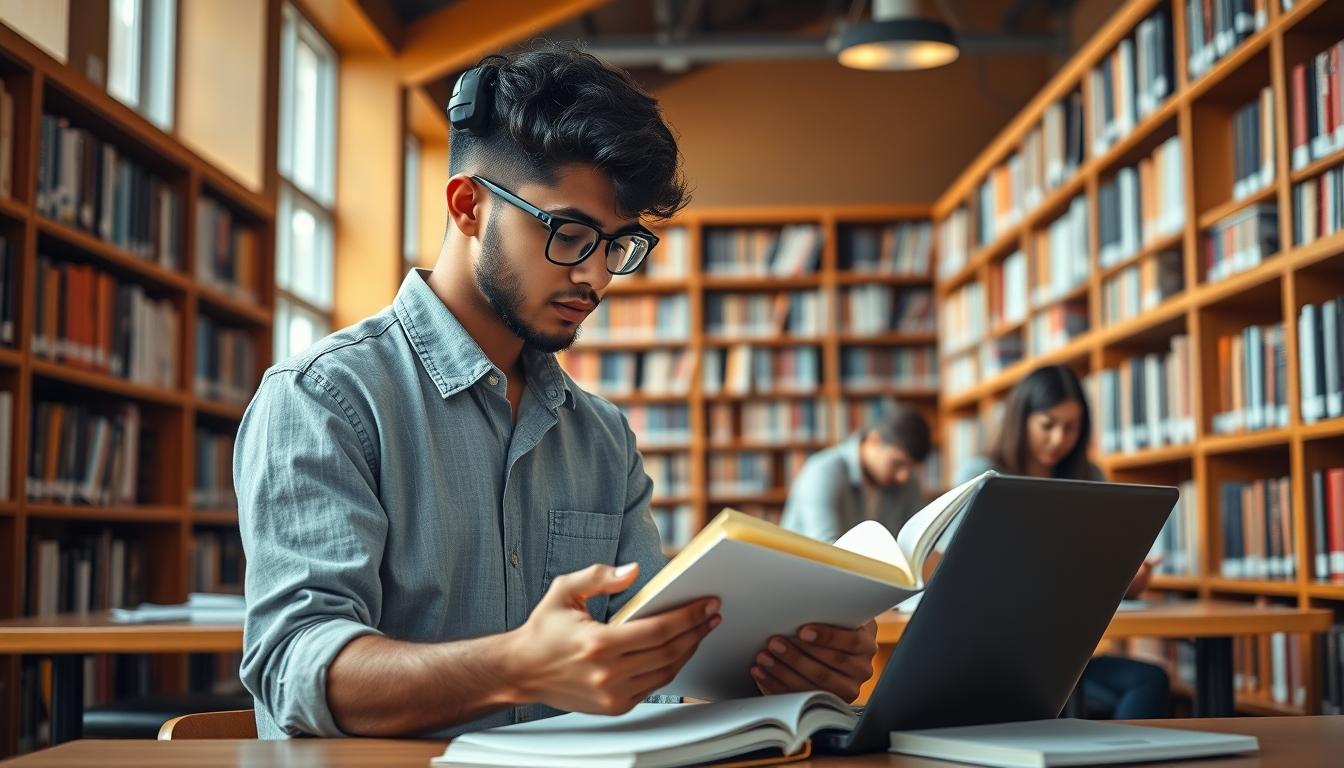 Student preparing for exams with study materials